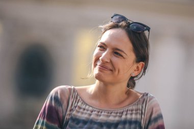 Krakow, Polonya - 29 Nisan 2019: Anna Cieslak Polonyalı film, televizyon ve sahne oyuncusu. CAMERA 2019 festivali sırasında Cracow 'da röportaj