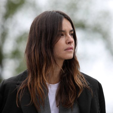 Krakow, Polonya - 29 Nisan 2019: Kasia Smutniak, Katarzyna Anna Smutniak Polonyalı film ve televizyon oyuncusu, model. CAMERA 2019 festivali sırasında Cracow 'da röportaj