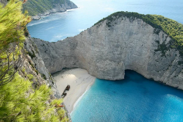 Grekland Zakynthos Fantastisk Utsikt Över Tomma Navagio Viken Och Shipwreck — Stockfoto