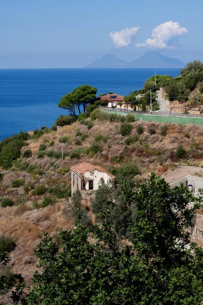 Meluso Hills Itálie Sicílie Výhledem Záliv Porticello Dne — Stock fotografie