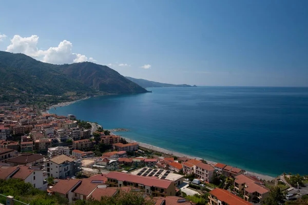 Meluso Hills Itálie Sicílie Výhledem Záliv Porticello Dne — Stock fotografie