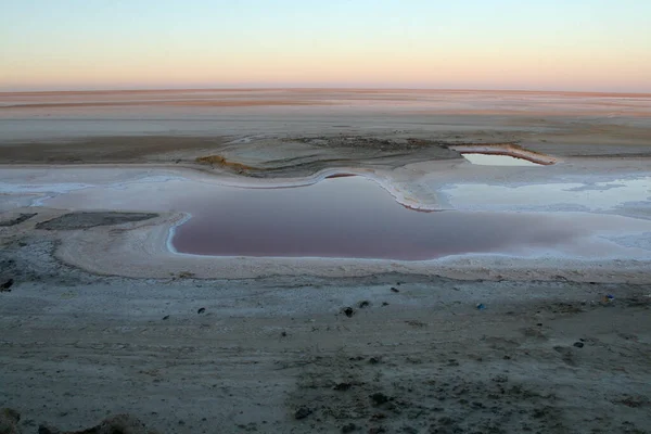 Salt Lake Chott Jerid Great Schott Nascer Sol Saara Tunísia — Fotografia de Stock