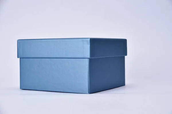 Caja Compras Regalo Azul Sobre Fondo Claro — Foto de Stock