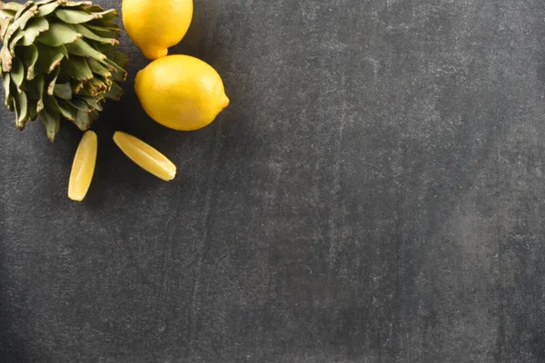 Limones Sobre Fondo Piedra Gris Para Alimentos — Foto de Stock