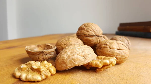 walnuts nut on wooden background