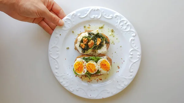 Gezond Met Hand Gemaakt Zuurdeeg Brood Eieren Franse Toast — Stockfoto