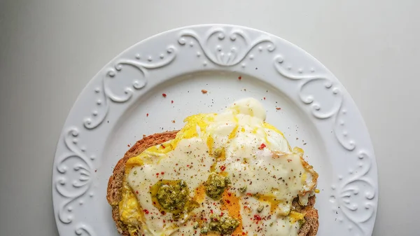 Omelet Met Kaas Tomaten Peper — Stockfoto