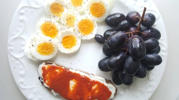 Gezond Met Hand Gemaakt Zuurdeeg Brood Eieren Franse Toast — Stockfoto