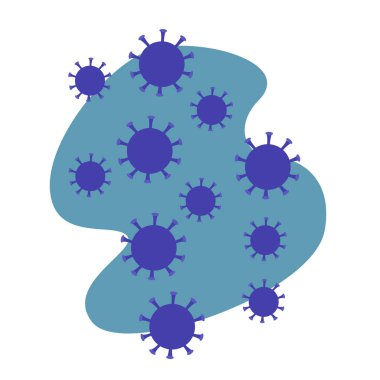 Mavi noktadaki mavi bir koronavirüsün vektör çizimi. Covid-19 hücresinin resmi