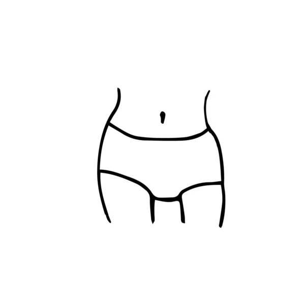 落書きは腹部の簡単なイラストです ベクトル月経時に足で腹の落書きのイラスト 人間の体の一部は — ストックベクタ