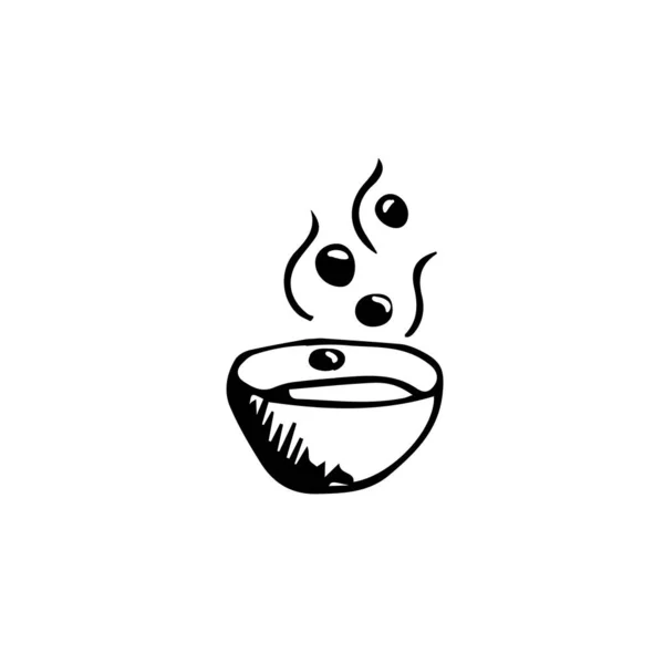 Тарелка Горячим Блюдом Дудл Тарелке Горячего Супа Изображение Чашки Кофе — стоковый вектор