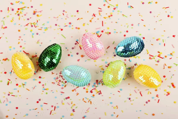 Colorful Glossy Easter Eggs Sequins — Stock Photo, Image