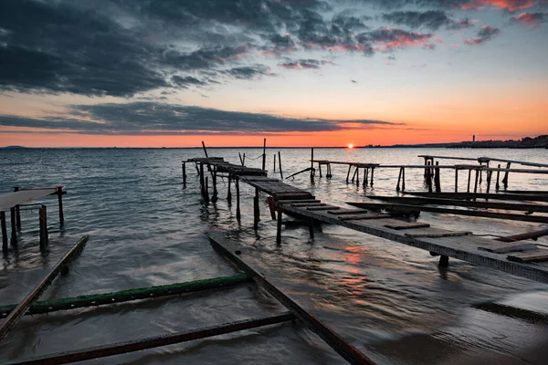 Nádherné Letní Moře Krajina Západ Slunce Bulharské Ravdě — Stock fotografie