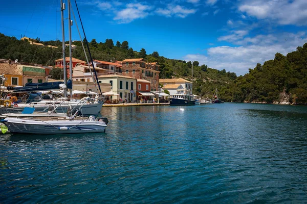 Insel Paxos Griechenland Blick Auf Die Wunderschöne Loggos Harbor Meeresbucht — Stockfoto