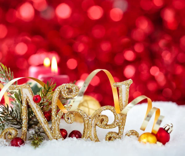 Christmas ornament on snow. — Stock Photo, Image
