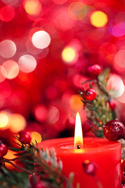 Christmas decoration with candle. — Stock Photo, Image