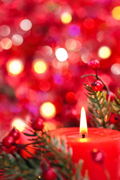 Christmas decoration with candle. — Stock Photo, Image