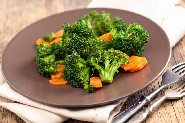 Steamed broccoli on plate.