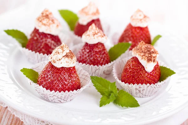 Strawberry dessert with mint. — Stock Photo, Image