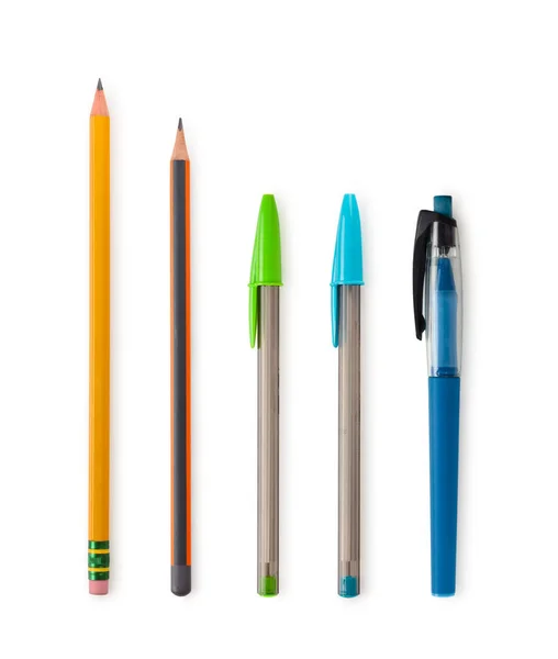 Set potloden en schilderskwast. — Stockfoto