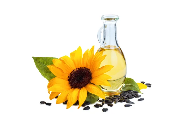 Sunflowers and sunflower oil. — Stock Photo, Image