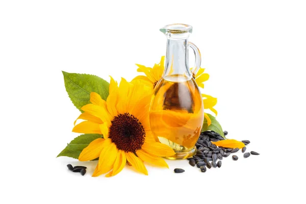Sunflowers and sunflower oil. — Stock Photo, Image