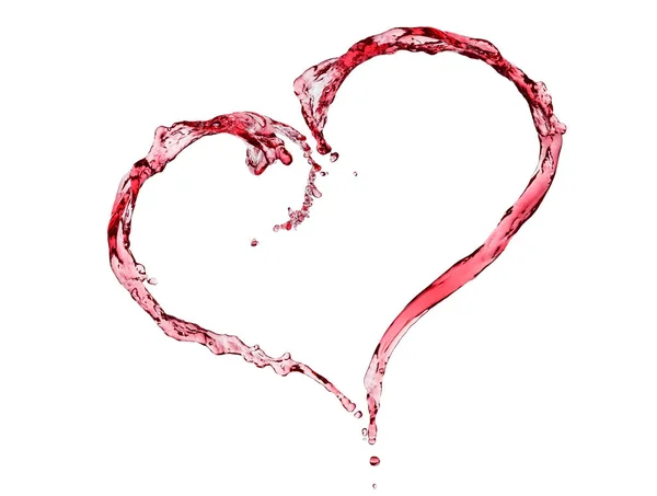 Spruzzi di vino rosso a forma di cuore . — Foto Stock