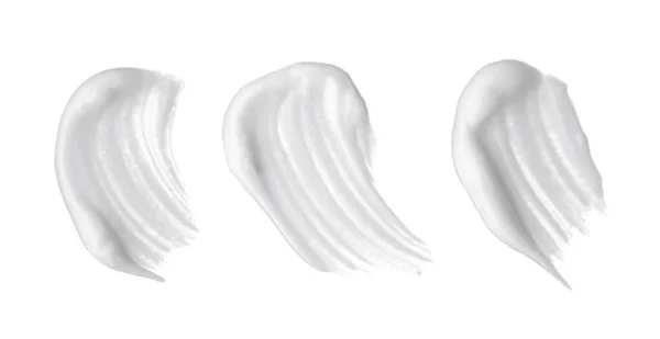White Smear Cosmetic Cream White Acrylic Paint Isolated White Background — Stock Photo, Image
