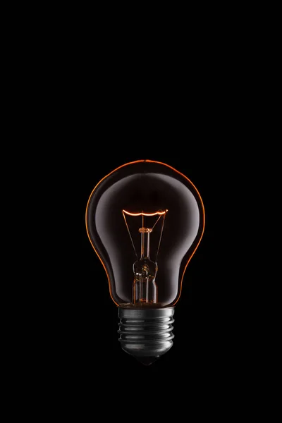 Burning Light Bulb Black Background — Stock Photo, Image