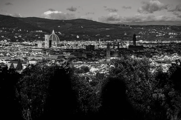 Panorama Blanco Negro Florencia Con Sombra Nube Catedral Santa Maria — Foto de Stock
