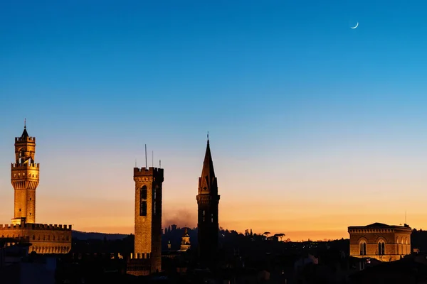 Panorama Sul Tetto Firenze Tramonto Nell Ora Blu Con Palazzo — Foto Stock