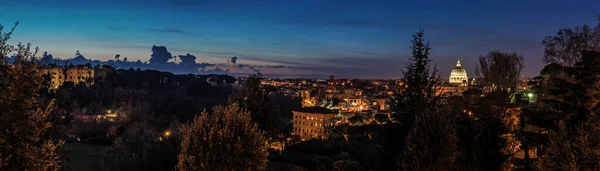 Skyline Panorama Notturno Del Vaticano Roma Tratto Dal Colle Gianicolo — Foto Stock