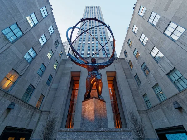 Atlas Wzruszony Pomnik Rockefeller Center — Zdjęcie stockowe