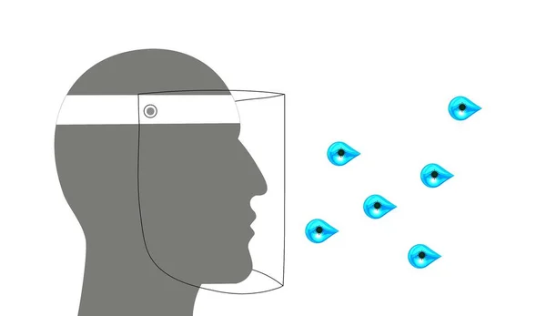一个头戴面罩和被污染的滴滴的人的头部的说明3D — 图库照片