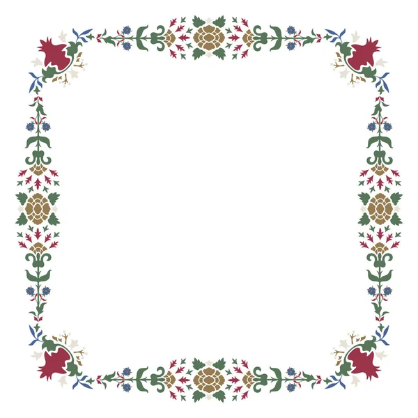 Cornice Decorativa Con Ornamento Floreale Frutta Melograno Agli Angoli — Vettoriale Stock