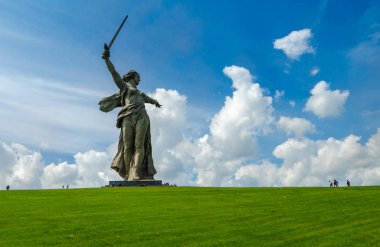 9 Mayıs, Zafer Günü. Mamaev Kurgan. Stalingrad, Rusya 'daki anavatan anıtı