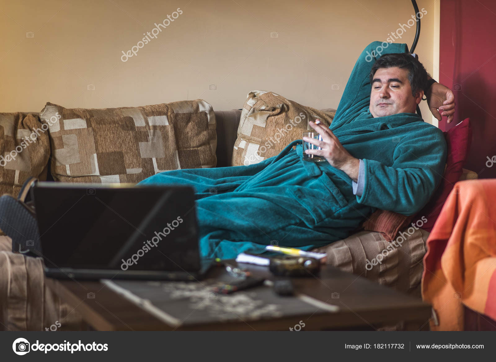 Lazy Mature Obese Man Stock Photo Lazy Mature Obese Man Stock Photo