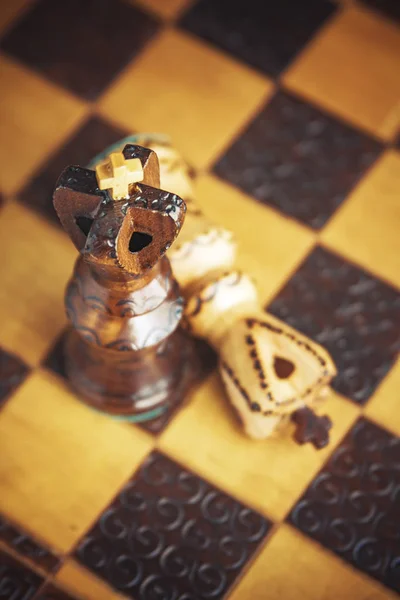 Traditie houten chess cijfers — Stockfoto