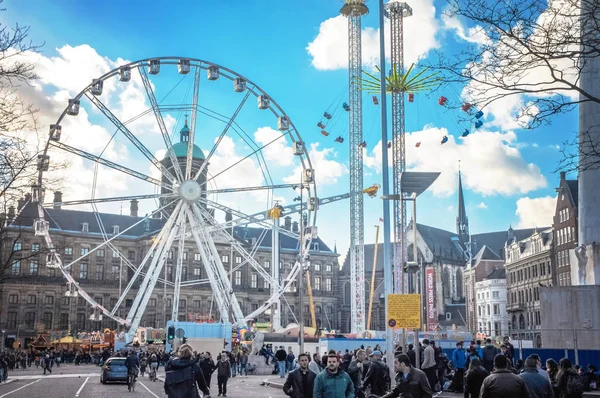 Roda gigante de Amsterdã, Praça da barragem — Fotografia de Stock