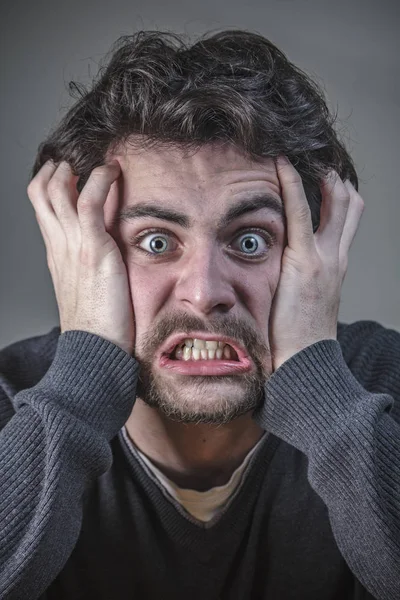 Deranged angry young man — Stock Photo, Image