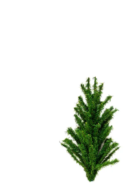 Parte Superior Árvore Natal Artificial Fundo Branco Espaço Cópia — Fotografia de Stock
