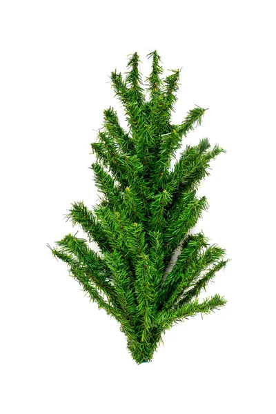 Beyaz arka plandaki yapay Noel ağacının tepesi