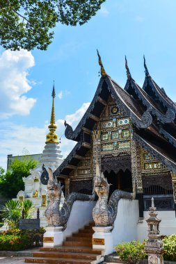 Eski ahşap oyma tapınağı, cam mozaik, Tayland