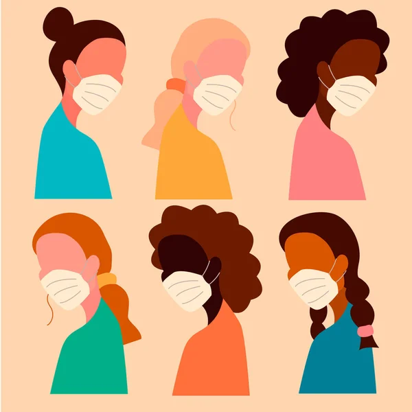 Vector Girls Masks Protection Virus Vector Graphics