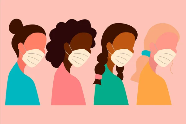 Vector Fashion Flat Girls Masks Vector Graphics