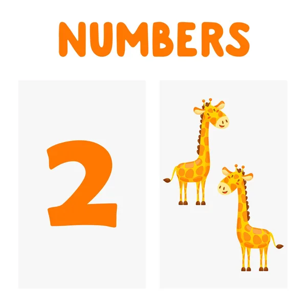 Set Of Numbers For Children Education. Cartoon vector animals for kids. Let's start to count cards.