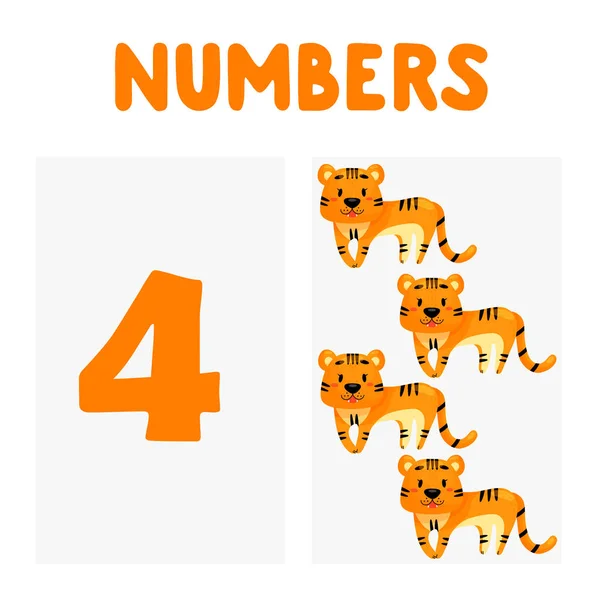 Set Of Numbers For Children Education. Cartoon vector animals for kids. Let's start to count cards.