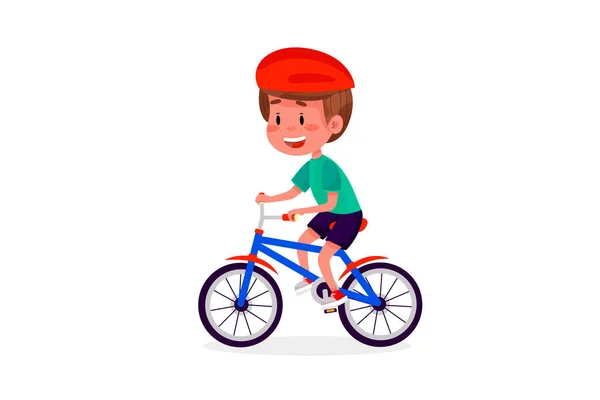 Vector Junge Fahrrad Fahren Sommerliche Aktivitäten Für Kinder Freien Kid — Stockvektor