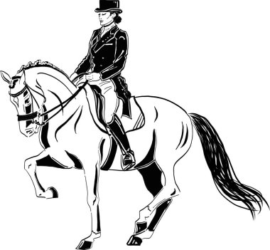 Dressage at piaffe vektör el yapımı illüstrasyon