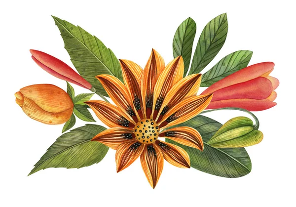 Χειροποίητη Σύνθεση Λουλουδιών Ακουαρέλας Εικονογραφήσεις Για Προσκλήσεις Γάμου Κάρτες Αυτοκόλλητα — Φωτογραφία Αρχείου